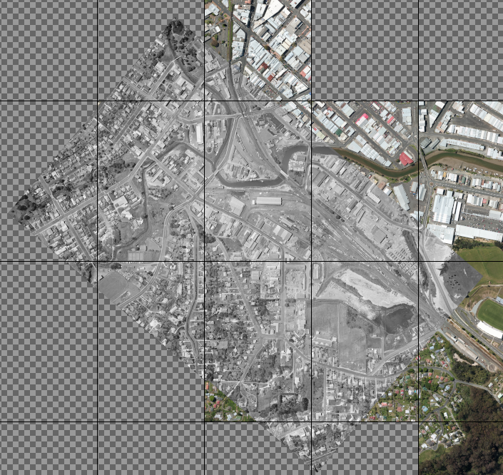 NZ Rail Maps: Using Gimp To Georeference Retrolens Aerial Photos [5]: Overlaying Multiple Layers